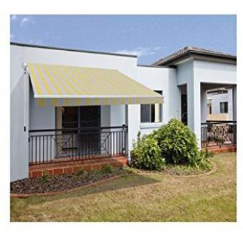 SmartSun Classic Toldo Completo 4x2,5m Color Amarillo/Gris/Blanco Lona poliéster. Estructura de Aluminio. Regulable en inclinación. Manivela incluida. Toldo terraza, Jardin, Balcon