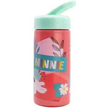 Botella de Agua Deportiva Minnie Mouse 410 ml con Pajita y Asa Incorporada