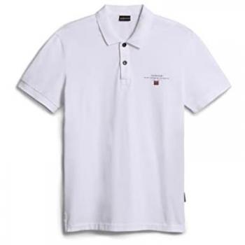 Napapijri Elbas Men's Short Sleeve Cotton Polo Shirt - Bright White, Size M