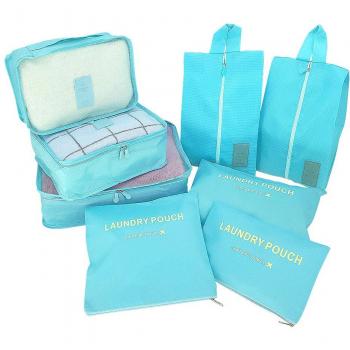 8 Set Organizadores de Viaje para Maletas, Bolsas de Equipaje Impermeable Cubos Embalaje de Viaje Bolsas de Almacenamiento para Ropa Zapatos, Cosméticos Accesorios, Material Nylon