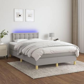 Colchón para cama box spring de muelles y tela LED gris claro 120x200 cm