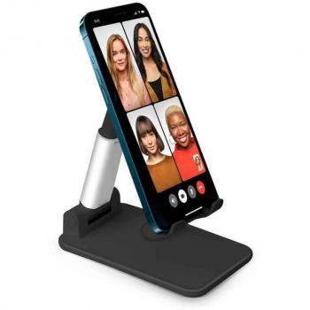 SBS TASTAND Soporte Pasivo de Escritorio para Smartphone, Lector de Libros Electrónicos y Tablet/UMPC, Ajustable, Negro/Plata, Compatible con Dispositivos hasta 12 Pulg