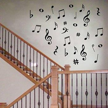 asbent (TM) – Pegatinas de Pared, notas musicales arte de pared vinilo adhesivo decorativo para pared de música adhesivos para decoración de la sala de estar DIY Home Decor