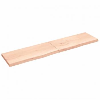 Estante de pared de madera maciza de roble sin tratar 220x50x(2-6) cm