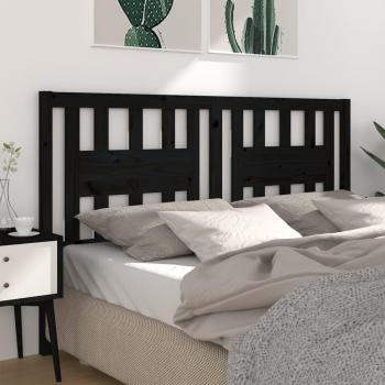 Cabecero para cama negra 126x4x100 cm de madera maciza de pino