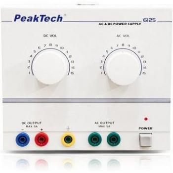 Fuente de alimentación de laboratorio PEAKTECH 6125, AC/DC, 1-15 V, 5 A, estabilizada
