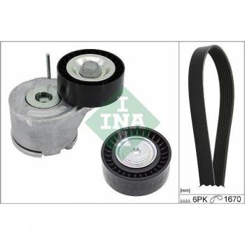 Juego de correas trapezoidales INA V-Ribbed Belt Set 529 0380 10 con rodillos