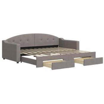 Sofá cama nido con cajones tela gris taupe 90x200 cm