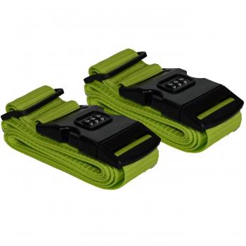 All-around24® - 2 correas de seguridad para maletas con cerradura de combinación negro verde