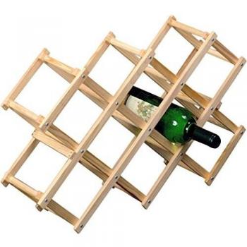Inalsa BOTELLERO Plegable para 10 Botellas, bambú, marrón, 58 x 17 x 40 cm