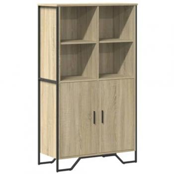 Aparador alto de madera de ingeniería en roble Sonoma, dimensiones 79,5x35,5x137,5 cm