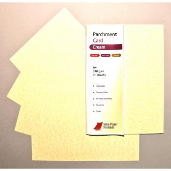 Tarjeta de papel pergamino, color crema, tamaño A4 de 240 g/m²