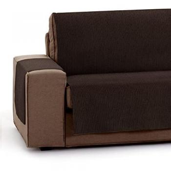 Protector Cubre Sofá Funda de Sofa Adaptable modelo Chenilla, 2 Plazas, Diseño Elite, Color Marrón, material de algodón, ajustable para sofás de 115 a 150 cm