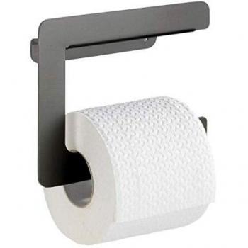 WENKO Portarrollos Montella - Portarrollos de papel para atornillar, inoxidable, Aluminio, 17 x 14 x 5.5 cm, Antracita