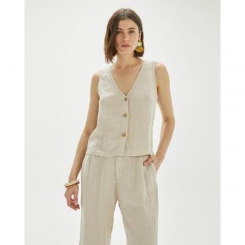 Top De Mujer Mezcla De Lino System Action modelo To420_Beige