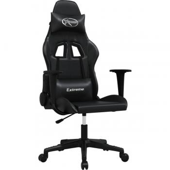 Silla de juego con masaje de cuero sintético negro