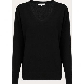 Vince Weekend V Neck Cashmere Sweater - Black - Small Size