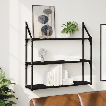 Estante de pared 3 niveles negro 80x21x78,5 cm madera multicapa