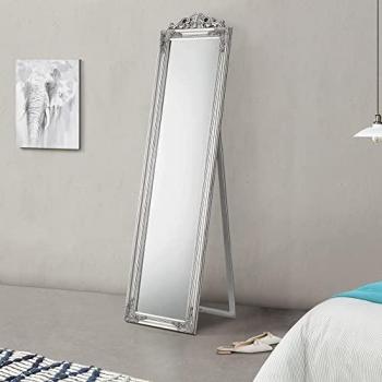 Espejo de Pie Arezzo Barroco Inclinable 160 x 40 cm Marco Eucalipto Plateado