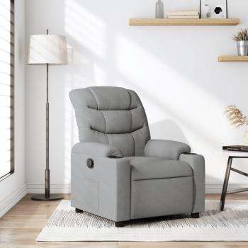 Sillón reclinable en Tela Gris Claro - Sillón reclinable, tela gris claro, diseño moderno, mecanismo de reclinado, cómodo y ergonómico