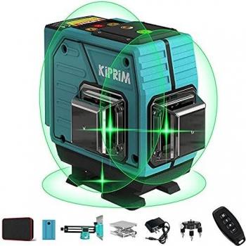 Nivel Láser Autonivelante de 40M, Línea Láser Verde Cruzada de 3x360°, Niveles Láser de Línea en Modo de Pulso, Autonivelación Horizontal Vertical de 12 Líneas, IP54 Prueba de Agua Batería Recargable