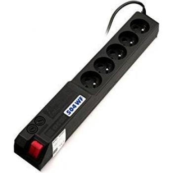 Regleta de Protección contra Sobretensiones Acar 504WF, 1.8m, 5 Salidas, Color Negro