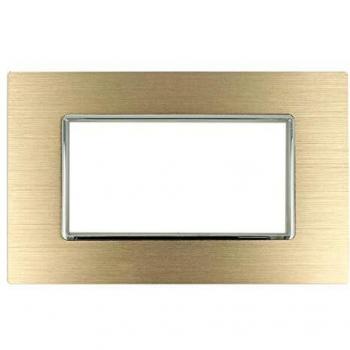 Placa de lujo 4M en metal satinado color oro compatible con Bticino Axolute