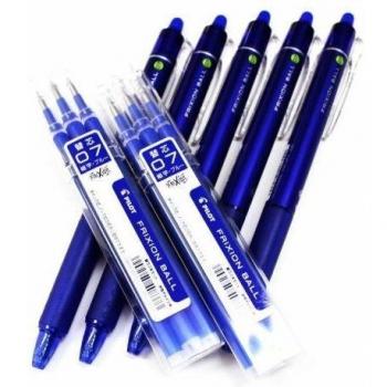 Pilot-5 Bolígrafos Borrables Frixion Clicker Azul y Seis Recambios-0.7 mm.