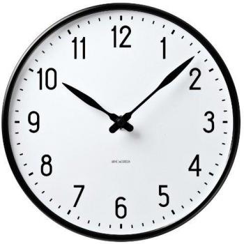 Reloj de pared Arne Jacobsen Station Ø 29 cm en blanco y negro