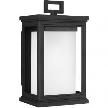 Farol Rosco IP44 negro de 29,3 cm con cristal opal y casquillo E27