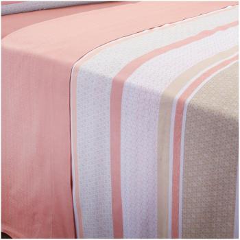 PIKOLIN HOME Juego de sábanas de Algodón con Estampado de Rayas Geométricas - Sábana Encimera + Bajera + Funda de Almohada, Transpirable y Suave