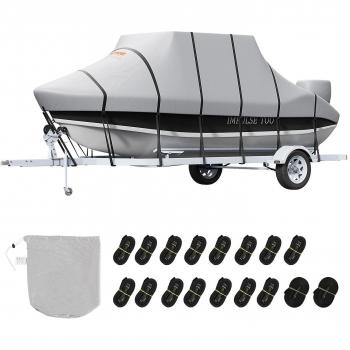 VEVOR Waterproof 600D Marine Grade T-Top Boat Cover for 24ft-26ft with Windproof Straps