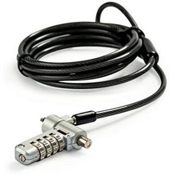 Tech air TALUC07 Universal Security Cable Lock, Black/Silver, 2m Combination Lock for Standard, Nano & Wedge Slots