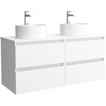 Mueble de baño Salgar Bequia 120 cm Blanco Mate con 4 cajones y 2 lavabos sobre Encimera