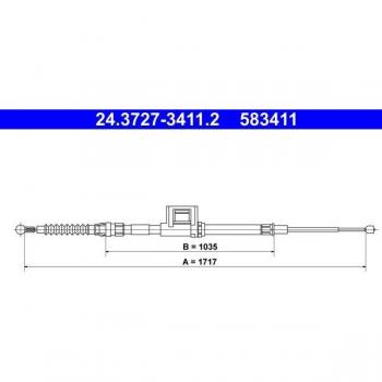 Cable de freno de mano ATE 24.3727-3411.2 con características de tracción y estacionamiento