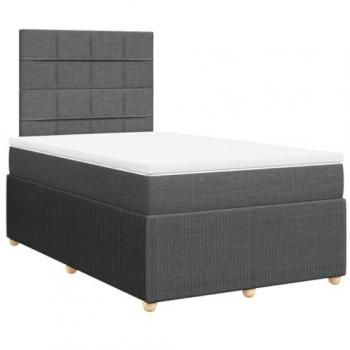 Cama box spring con colchón de muelles gris oscuro 120x200 cm tela