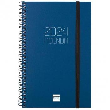 Agenda Finocam Opaque E5 Semana Vista Horizontal 117x181mm Espiral Azul Año 2024