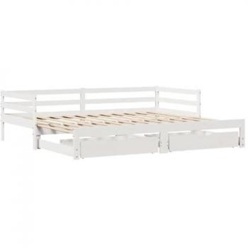 Sofá cama nido con cajones de madera maciza de pino blanca 90x190 cm