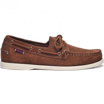 Sebago Portland Men's Boat Shoes - Dark Brown Suede Moccasins with Non-Slip Outsoles