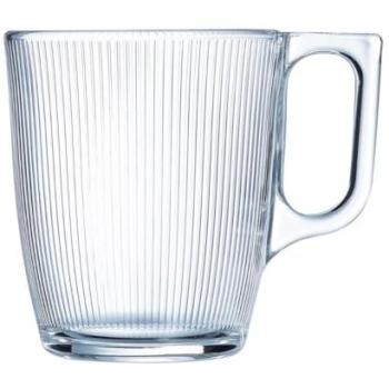 Set de 6 Tazas de Vidrio Luminarc Stripy 25CL Transparentes con Relieve, Apto para Microondas y Frigorífico, Ecológicas
