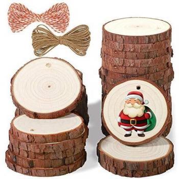 5ARTH Natural Wood Slices - 30 Pcs 6-7cm Craft Unfinished Wood kit Predrilled with Hole Wooden Circles for Arts Wood Slices Christmas Ornaments DIY Crafts