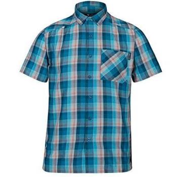 Regatta Kalambo V-Camisa Deportiva De Cuadros, Manga Corta Y Tejido De Secado Rápido Shirts, Hombre, Olympic Teal, L