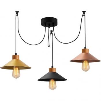 Lámpara Colgante Manavgat N-554 3 Luces Oro/Negro/Cobre 114x24 cm