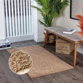 Surya Alfombra de Salón Pelo Largo Shaggy Peluda Unicolor Chic Beige Oscuro 120 x 170 cm