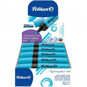Rotulador fluorescente Pelikan Textmarker 490 Azul, punta biselada, tinta a base de agua, color azul brillante, ideal para subrayar y resaltar texto