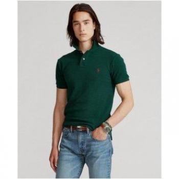Ralph Lauren Men's Slim Fit Green Piqué Polo Shirt - Size XL
