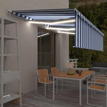 Toldo retráctil manual Día y Noche con persiana y LED azul y blanco 6x3 m