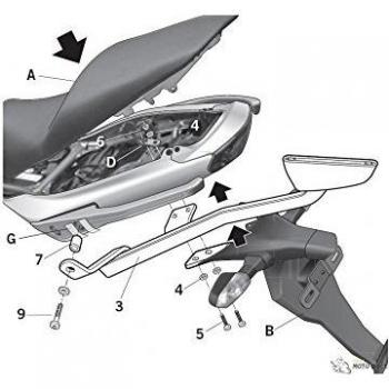 SHAD K0ER69ST Soporte de Baúl para Kawasaki Er6 N-F, Negro