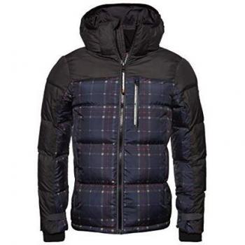 Superdry Hombre Chaqueta de plumón Cortex Cuadros Negros XS