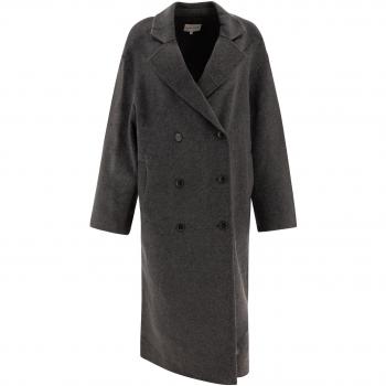 Loulou Studio Women's Double-Breasted Grey Wool Coat - Size Medium (Borneo Anthracite)